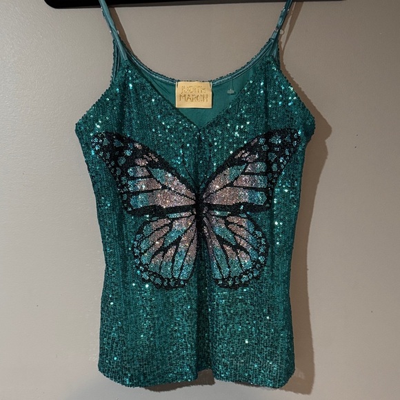 Judith March Teal Sequin Butterfly Camisole - Picture 8 of 8